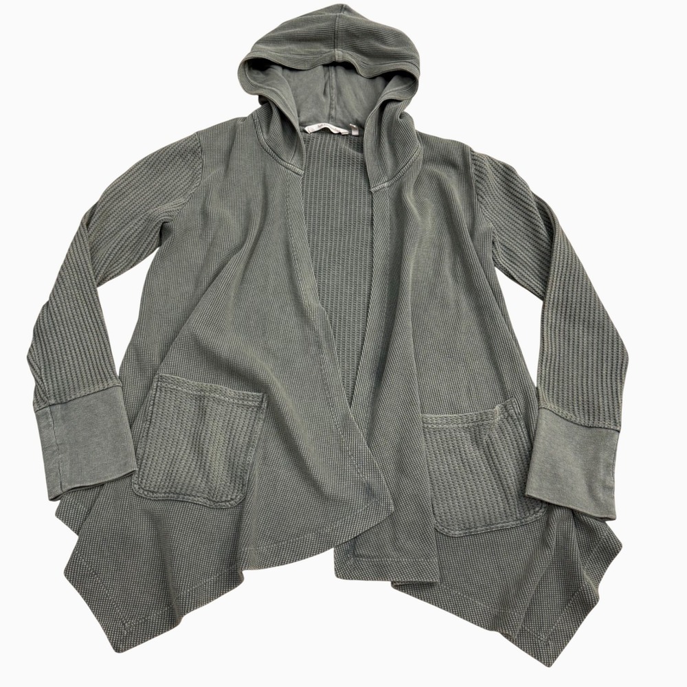 Soft Surroundings Green Waffle Knit Hooded Cardigan Women Sm Cozy Fall
Casual